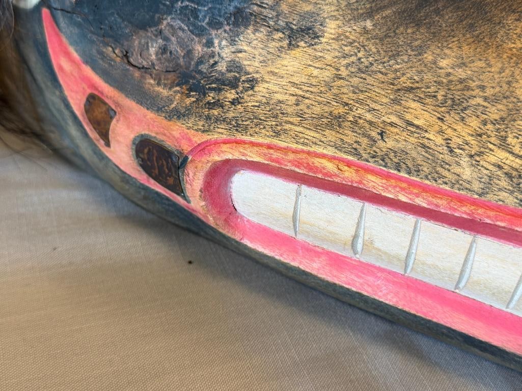 NORTHWEST COAST HAND CRAFTED KWAKWAKA'WAKW CEREMONIAL TRANSFORMATION MASK - 4
