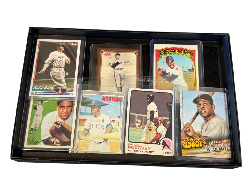HALL OF FAMER BASEBALL CARDS HANK AARON, YOGI BERRA, WILLIE MCCOVEY, JOE MORGAN, WILLIE MAYS (1 of 13)