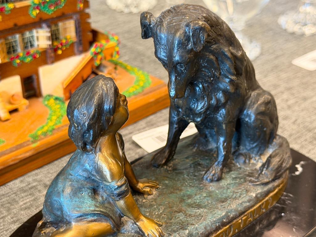 G. FERRAD CAN'T YOU TALK BRONZE SCULPTURE AFTER AN OIL PAINTING BY GEORGE AUGUSTUS HOLMES - 3