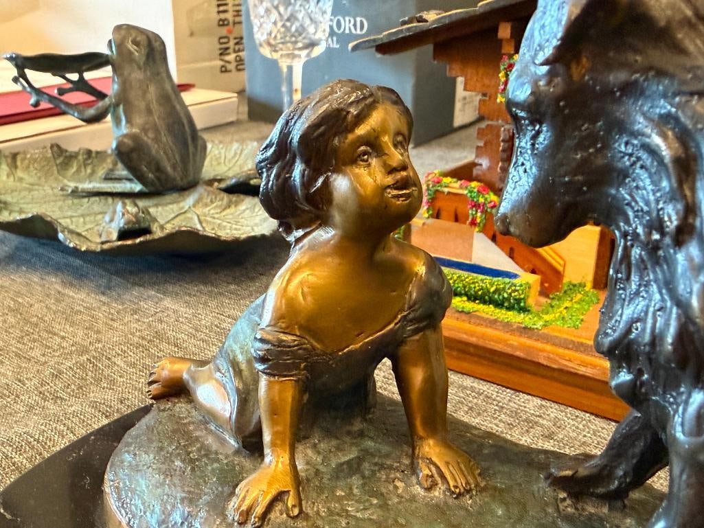G. FERRAD CAN'T YOU TALK BRONZE SCULPTURE AFTER AN OIL PAINTING BY GEORGE AUGUSTUS HOLMES - 4