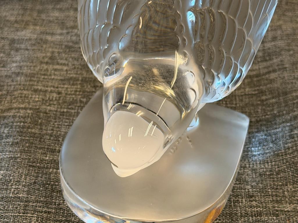 LALIQUE FINE FRENCH CRYSTAL HIRONDELLE SWALLOW SINGLE BOOKEND CLEAR AND FROSTED GLASS - 3