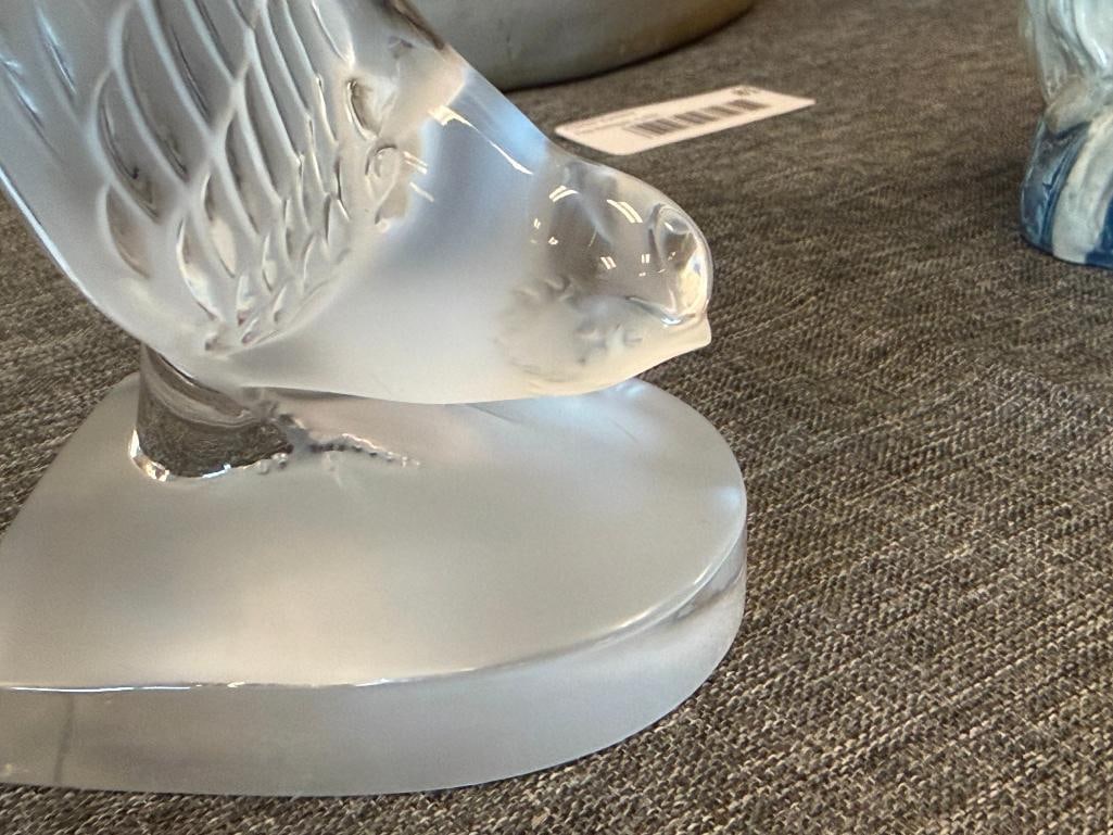 LALIQUE FINE FRENCH CRYSTAL HIRONDELLE SWALLOW SINGLE BOOKEND CLEAR AND FROSTED GLASS - 5