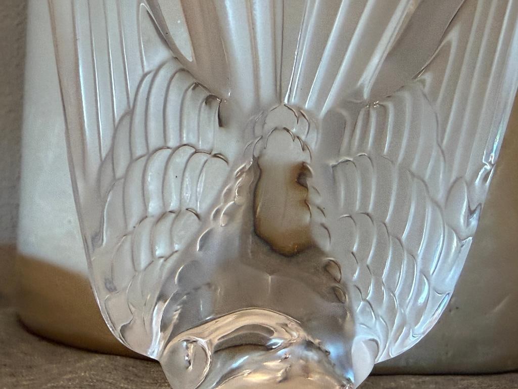 LALIQUE FINE FRENCH CRYSTAL HIRONDELLE SWALLOW SINGLE BOOKEND CLEAR AND FROSTED GLASS - 7