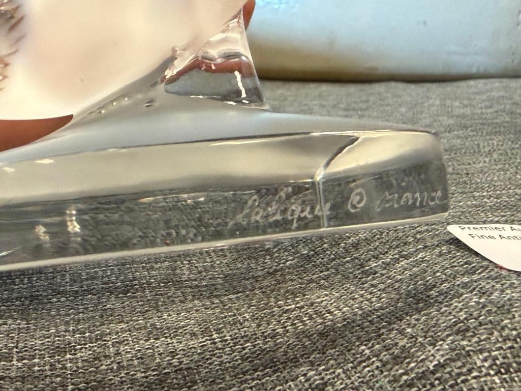 LALIQUE FINE FRENCH CRYSTAL HIRONDELLE SWALLOW SINGLE BOOKEND CLEAR AND FROSTED GLASS - 8