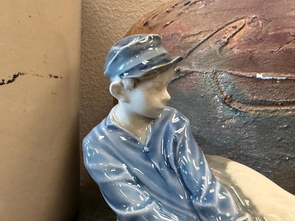 VINTAGE ROYAL COPENHAGEN VINTAGE PORCELAIN FIGURES BOY AND GIRL WITH CALVES NO. 772 AND 779 - 3