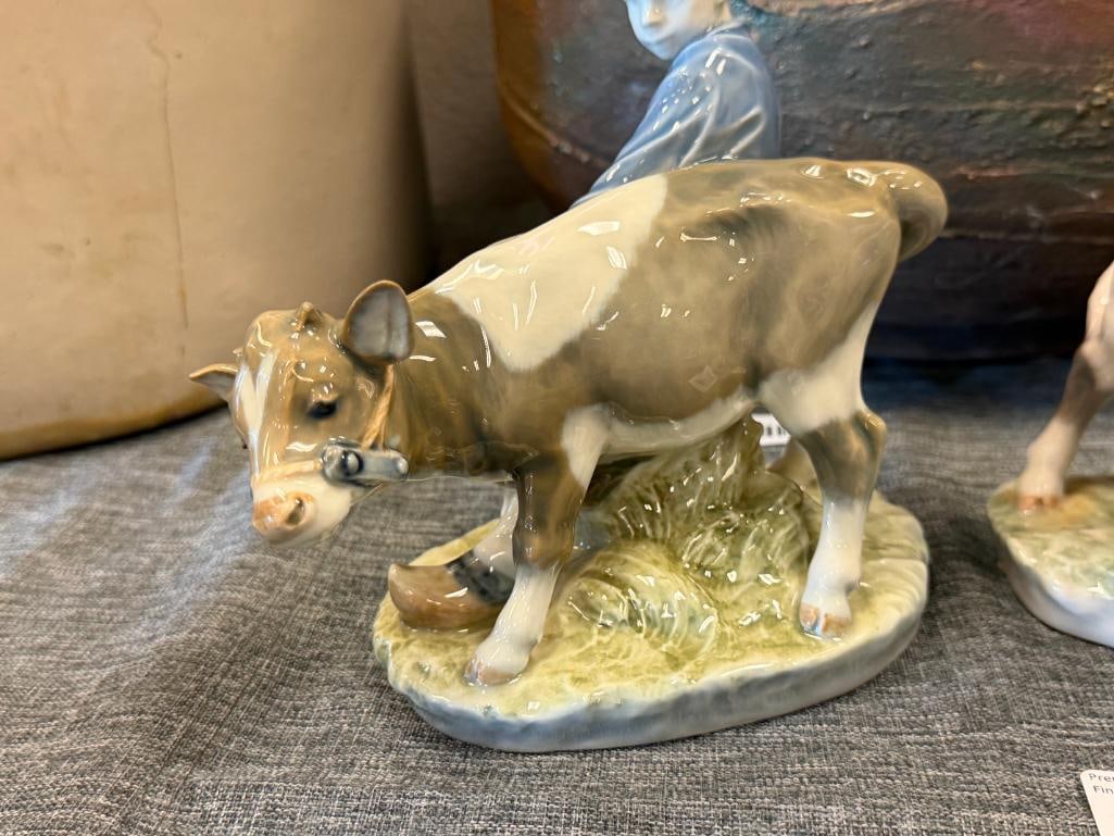 VINTAGE ROYAL COPENHAGEN VINTAGE PORCELAIN FIGURES BOY AND GIRL WITH CALVES NO. 772 AND 779 - 8