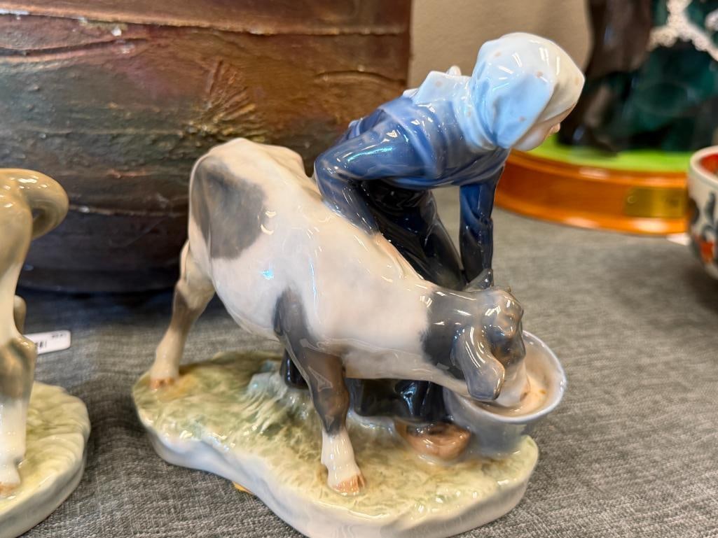 VINTAGE ROYAL COPENHAGEN VINTAGE PORCELAIN FIGURES BOY AND GIRL WITH CALVES NO. 772 AND 779 - 9