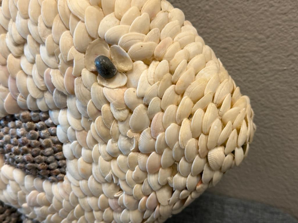 LARGE HAND MADE TROPICAL FISH CENTERPIECE FULLY DECORATED WITH SEA SHELLS - 3