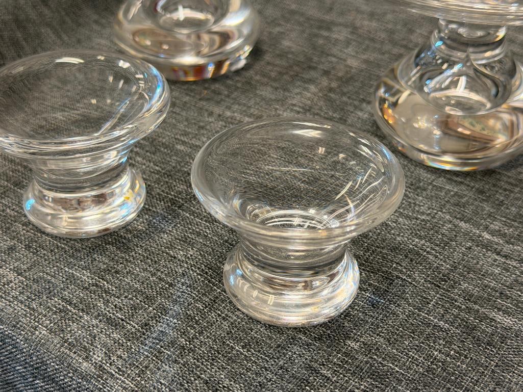 TWO PAIRS OF STEUBEN CRYSTAL ART GLASS CANDLESTICK HOLDERS TEARDROP AIR BUBBLE AND STYLE #7869 - 5