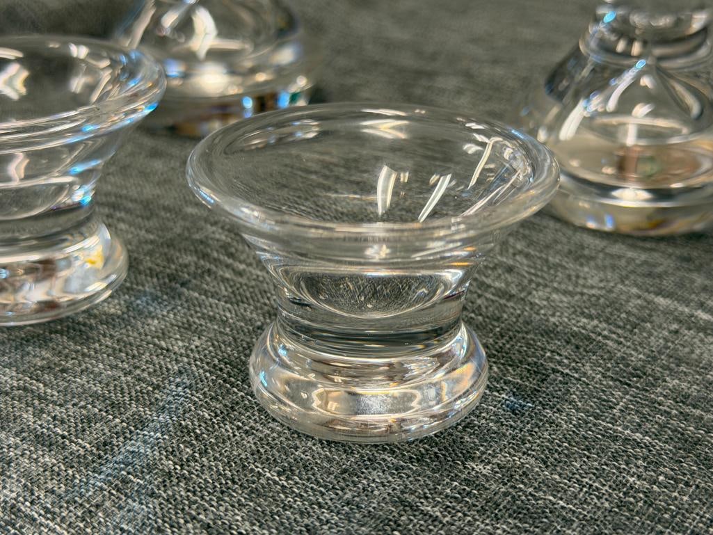 TWO PAIRS OF STEUBEN CRYSTAL ART GLASS CANDLESTICK HOLDERS TEARDROP AIR BUBBLE AND STYLE #7869 - 6