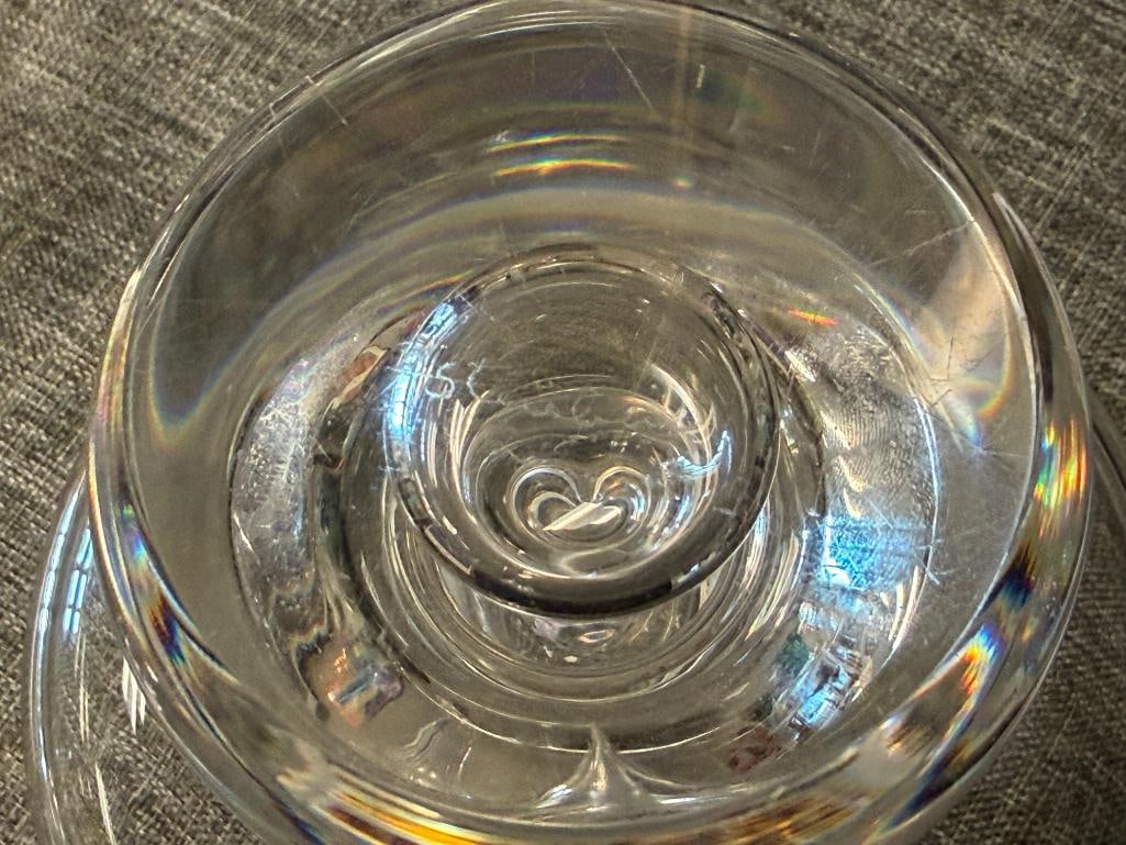 TWO PAIRS OF STEUBEN CRYSTAL ART GLASS CANDLESTICK HOLDERS TEARDROP AIR BUBBLE AND STYLE #7869 - 7