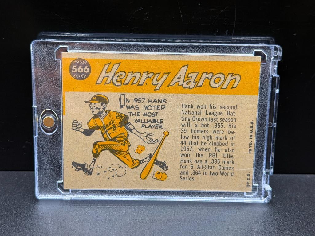 1960 TOPPS #566 HANK AARON SPORT MAGAZINE '60 ALL-STAR SELECTION BASEBALL CARD - 5