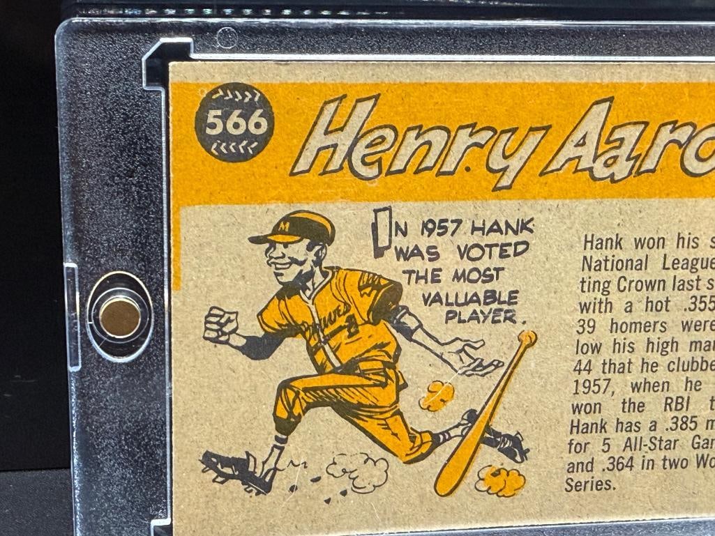 1960 TOPPS #566 HANK AARON SPORT MAGAZINE '60 ALL-STAR SELECTION BASEBALL CARD - 6