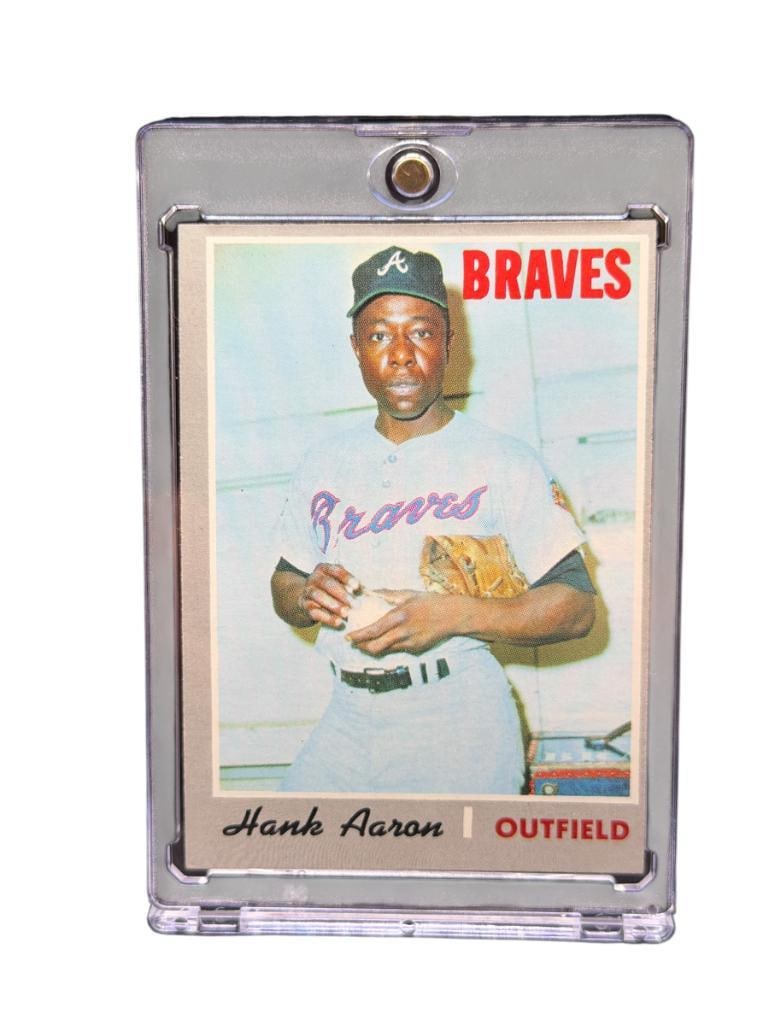 1970 TOPPS #500 HANK AARON BASEBALL CARD: HENRY LOUIS AARON, ATLANTA BRAVES, HALL OF FAMER, RARE CARD, SEE PHOTOS FOR CONDITION, FROM THE ESTATE OF A LOCAL RENO, NV DOCTOR AT RENOWN WHO RAN BIG LEAGUE SPORTS MEDICINE BASEBALL CAMP FOR