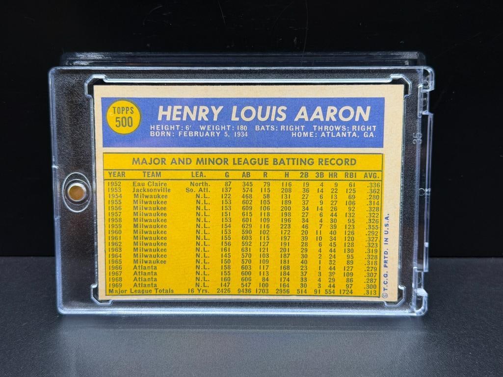 1970 TOPPS #500 HANK AARON BASEBALL CARD - 5