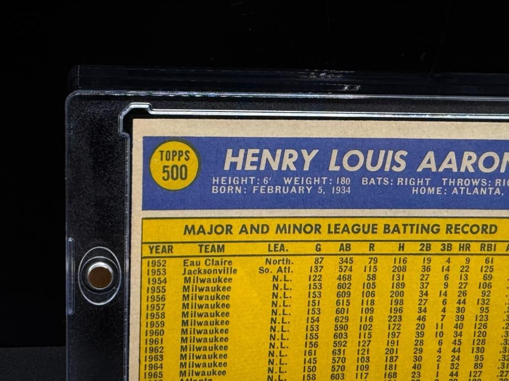 1970 TOPPS #500 HANK AARON BASEBALL CARD - 6