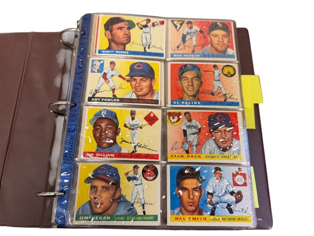 1955 TOPPS BASEBALL CARD SET: INCOMPLETE SET, APPEARS TO ONLY BE MISSING #1, 28, 31, 47, 50, 123, 124, 164, 184, 194, AND 198, APPROX. 190 CARDS, INCLUDES HALL OF FAMERS AND ROOKIE CARDS, SEE PHOTOS FOR CONDITION, FROM THE ESTATE
