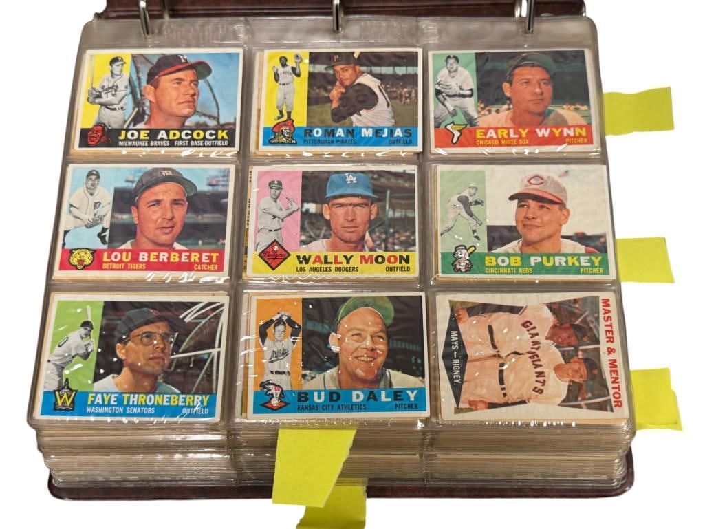 1960 TOPPS BASEBALL CARD SET: INCOMPLETE SET, APPEARS TO ONLY BE MISSING #10, 28, 73, 148, 160, 200, 210, 250, 300, 316, 326, 343, 350, 377, 445, 474, 480, 554, 563, 564, AND 566, APPROX. 550 CARDS, INCLUDES HALL OF FAMERS