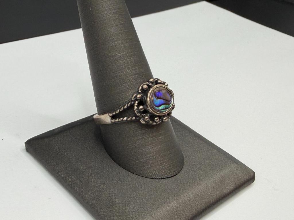 STERLING SILVER ABALONE SHELL RING - 2