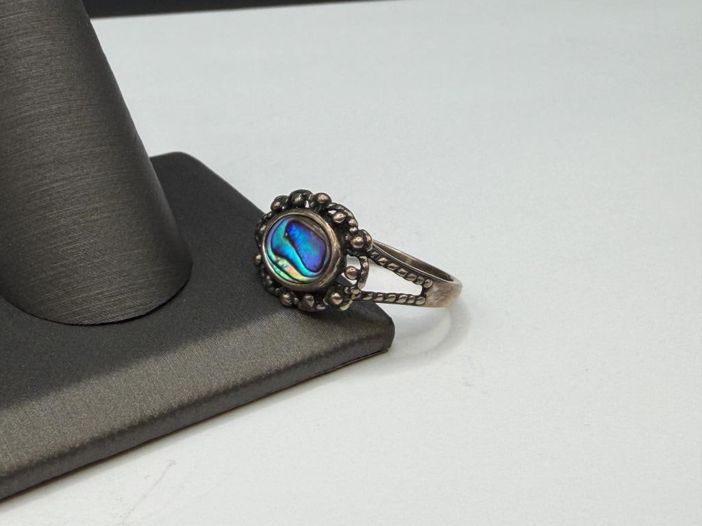 STERLING SILVER ABALONE SHELL RING - 3