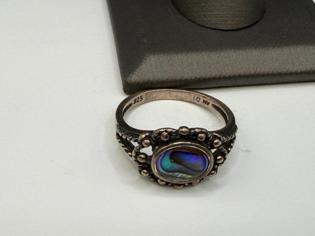 STERLING SILVER ABALONE SHELL RING - 5