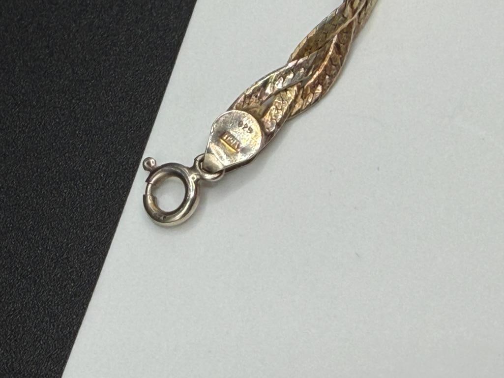 ITALIAN STERLING SILVER TRI-COLORED BRAIDED BRACELET - 4