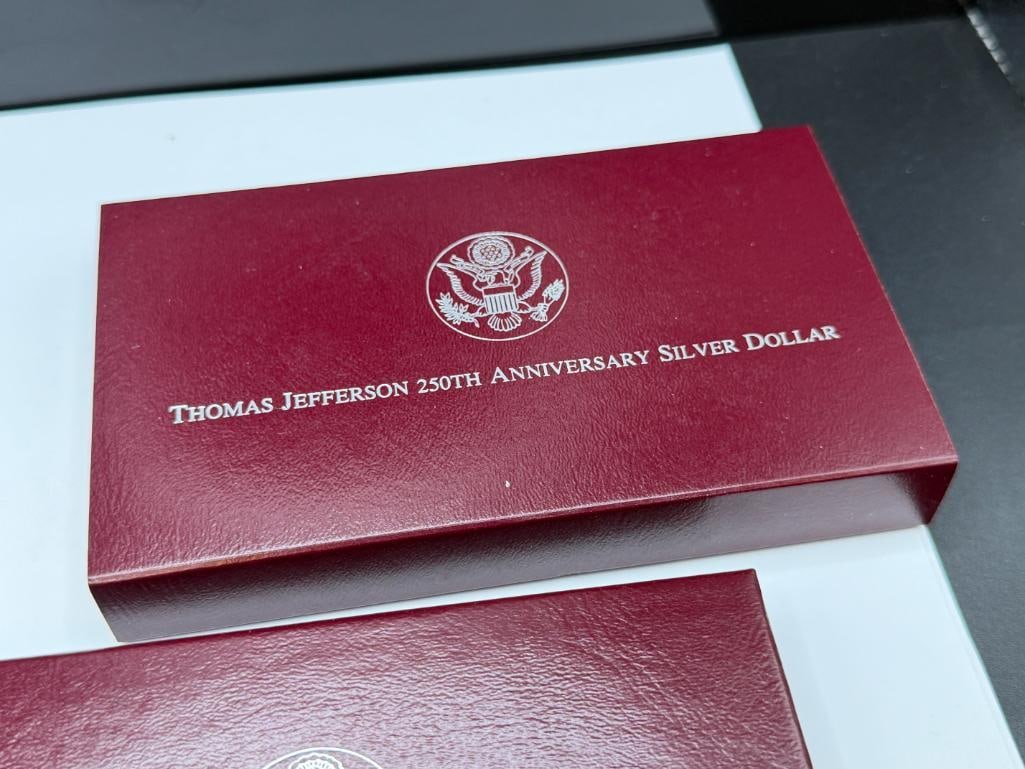 1993 U.S. MINT THOMAS JEFFERSON 250TH ANNIVERSARY SILVER PROOF DOLLAR - 9