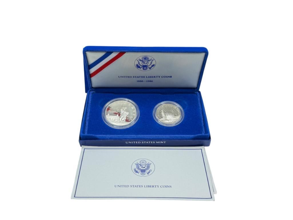 1986 U.S. MINT LIBERTY COINS TWO-COIN PROOF SET FEATURING A 90% SILVER DOLLAR (1 of 13)