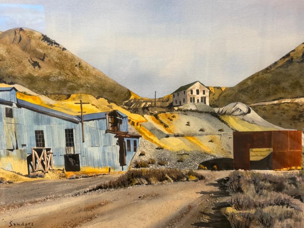 SANDARS NEVADA ARTIST ORIGINAL WATERCOLOR ON PAPER OF A SCENE IN VIRGINIA CITY, NEVADA DATED 1979 - 2