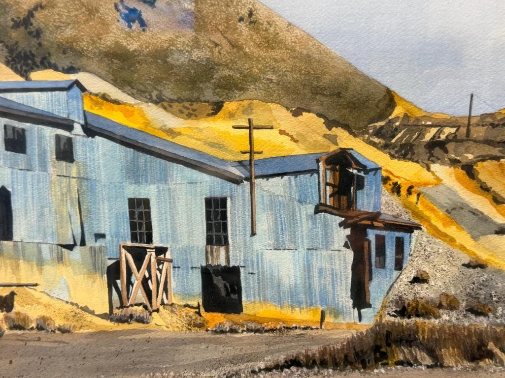 SANDARS NEVADA ARTIST ORIGINAL WATERCOLOR ON PAPER OF A SCENE IN VIRGINIA CITY, NEVADA DATED 1979 - 3