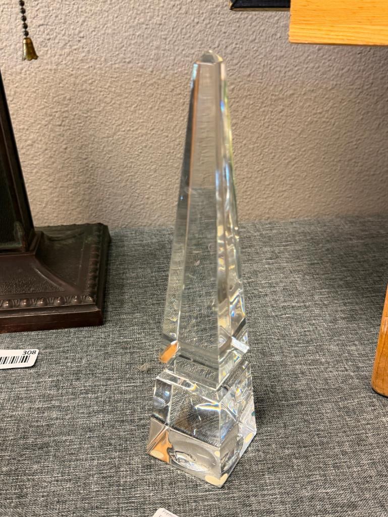 BACCARAT FINE FRENCH CRYSTAL LOUXOR OBELISK TOWER / PAPERWEIGHT - 2