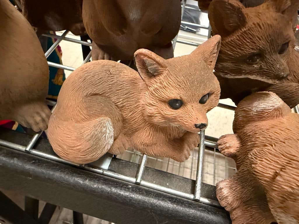 ASSORTED ARTLINE FIGURAL ANIMAL YARD ART INCLUDING RABBITS, FOXES, AND RACCOONS - 5
