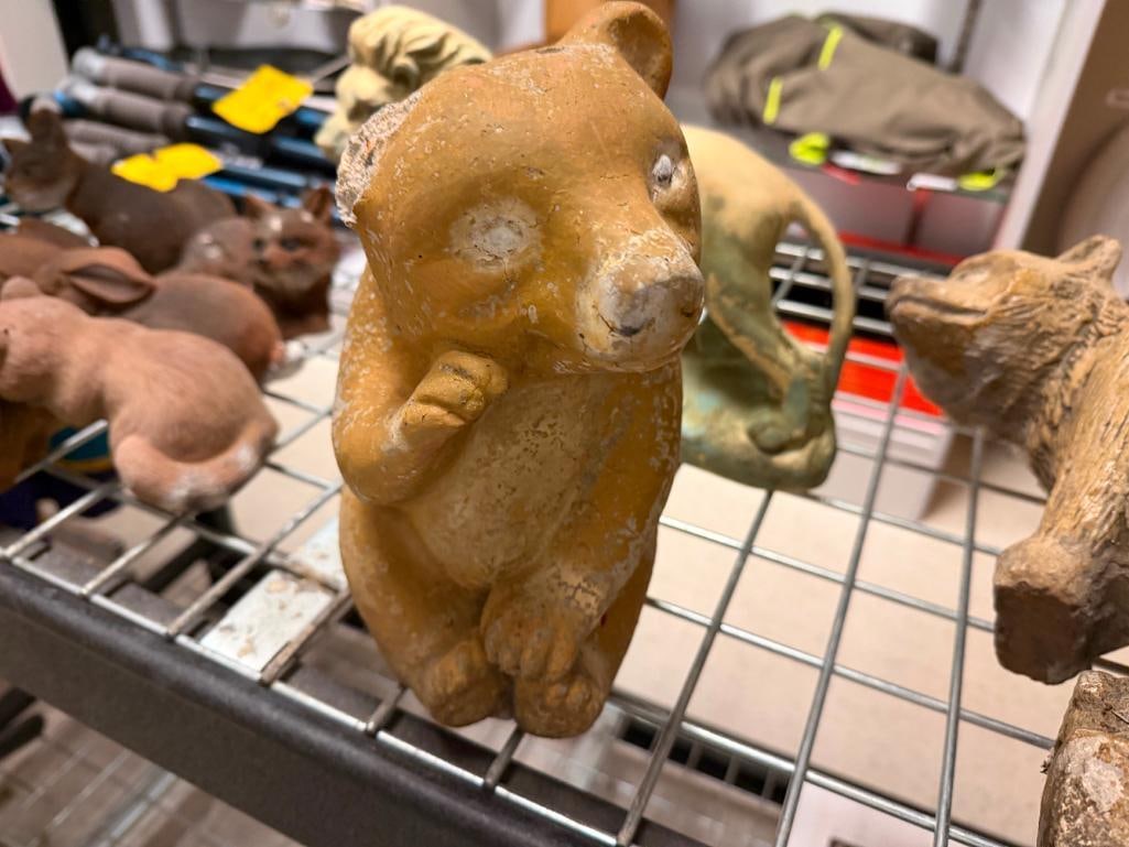 CERAMIC LION AND CEMENT YARD ART BEARS - 10
