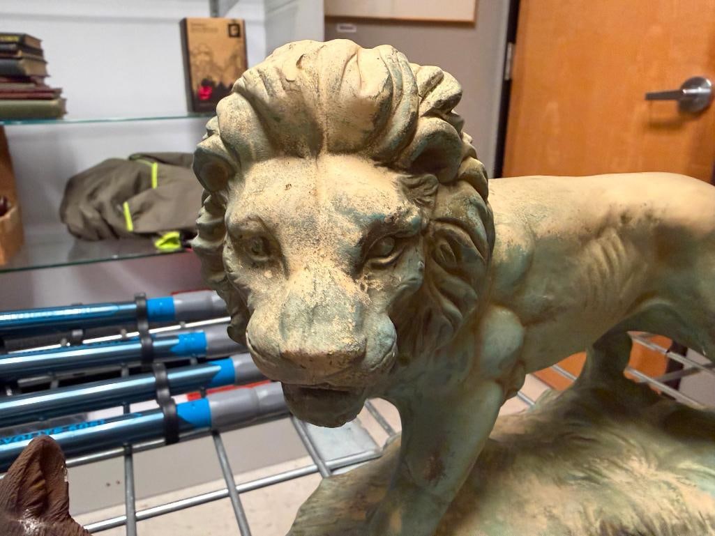 CERAMIC LION AND CEMENT YARD ART BEARS - 7