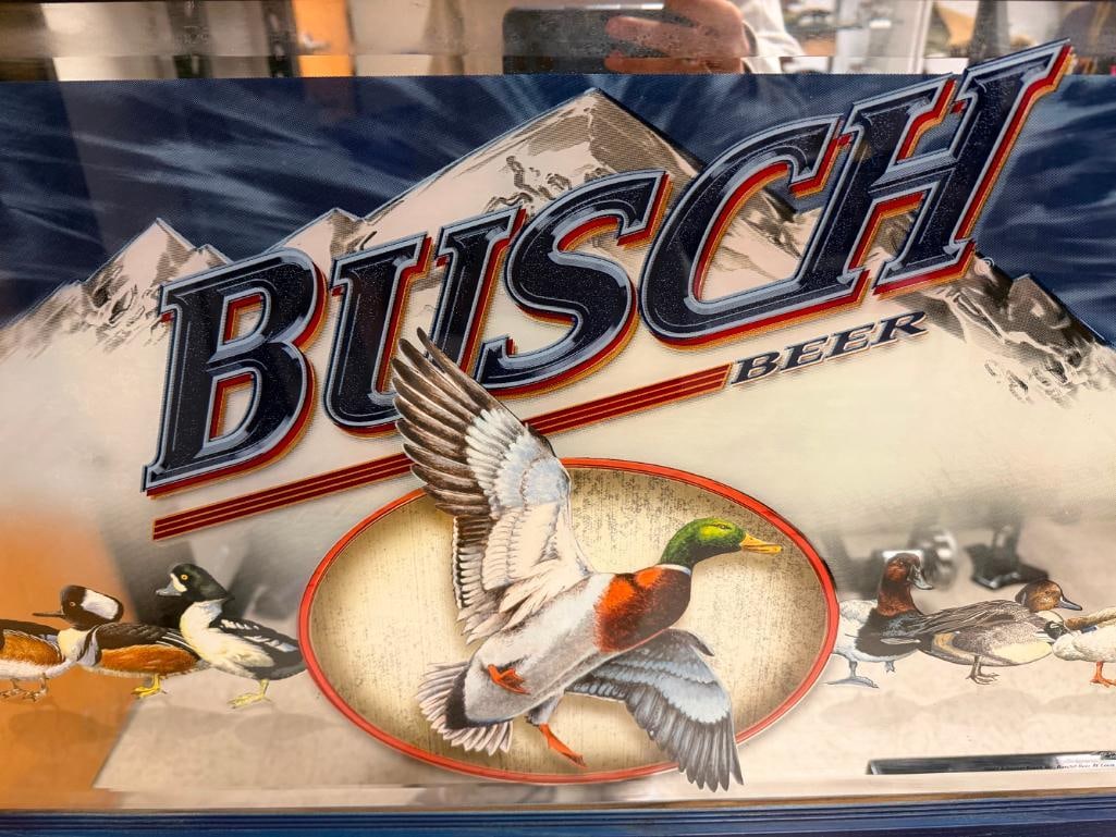 2005 BUSCH BEER ADVERTISMENT SIGN BAR MIRROR FEATURING MALLARD DUCKS - 3