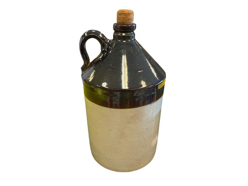 ANTIQUE CONE TOP STONEWARE POTTERY JUG WITH HANDLE (1 of 9)
