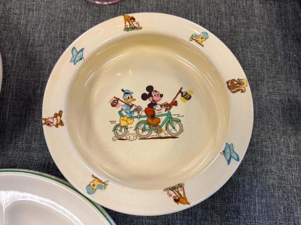 VINTAGE PATRIOT CHINA BESWICK WALT DISNEY CHARACTER BABY BOWLS / PLATES - 13