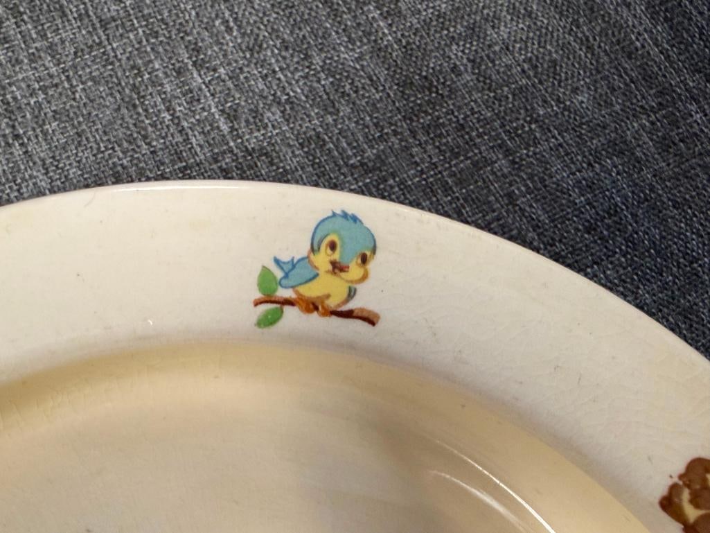 VINTAGE PATRIOT CHINA BESWICK WALT DISNEY CHARACTER BABY BOWLS / PLATES - 16