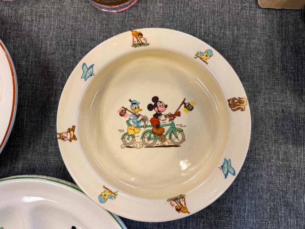 VINTAGE PATRIOT CHINA BESWICK WALT DISNEY CHARACTER BABY BOWLS / PLATES - 17