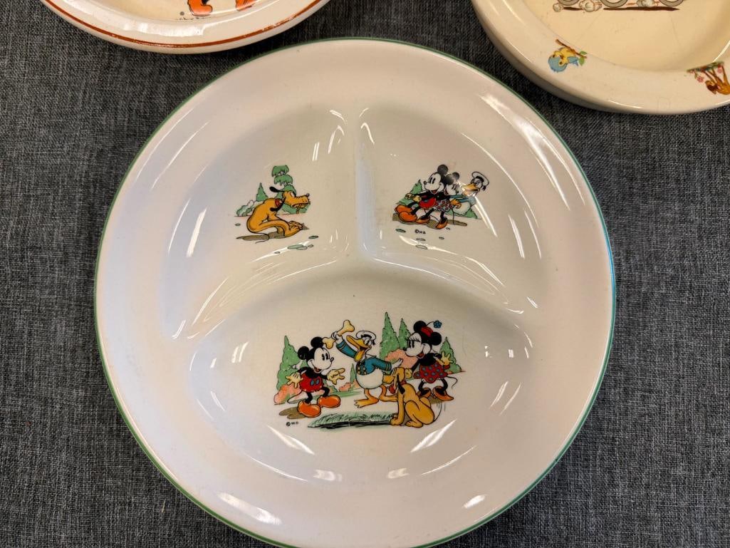 VINTAGE PATRIOT CHINA BESWICK WALT DISNEY CHARACTER BABY BOWLS / PLATES - 3