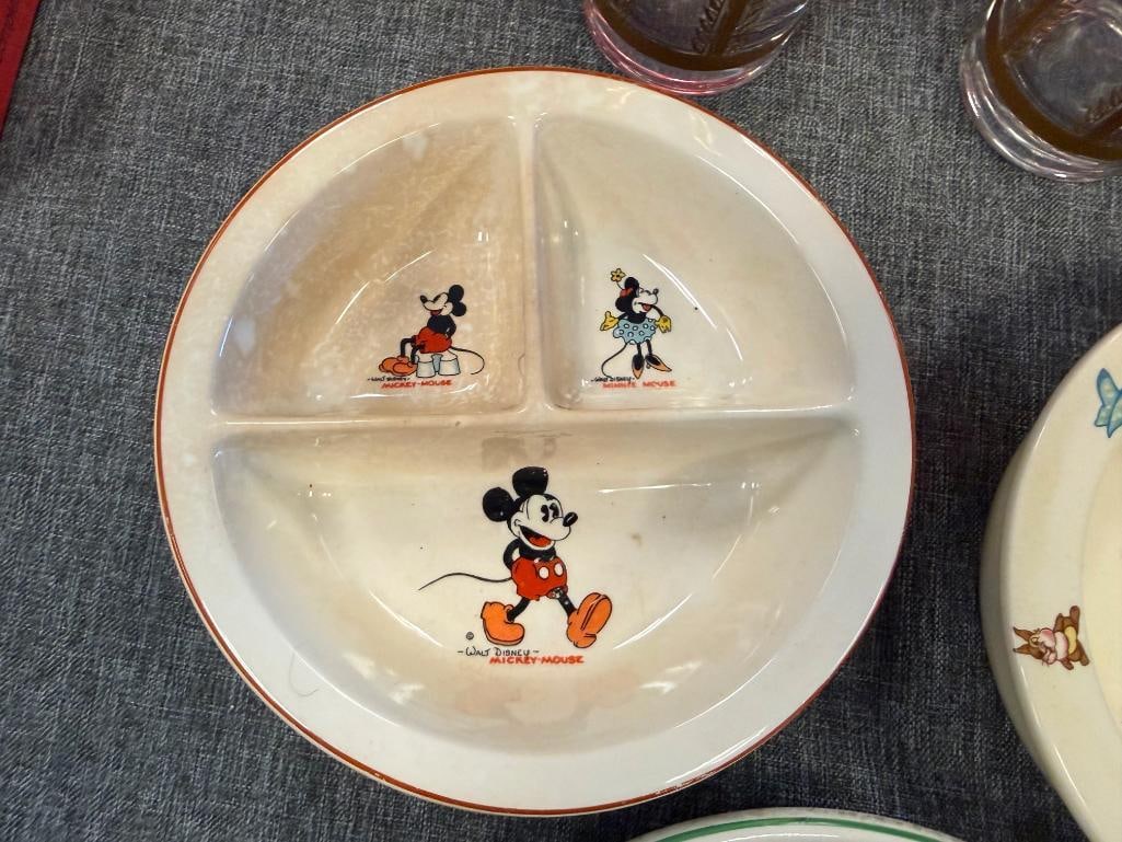 VINTAGE PATRIOT CHINA BESWICK WALT DISNEY CHARACTER BABY BOWLS / PLATES - 8