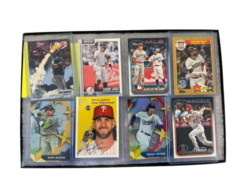 FUTURE HALL OF FAME STARS JOSE RAMIREZ, MIKE TROUT, AARON JUDGE, OHTANI, BRYCE HARPER: EIGHT CARDS TOTAL, ALL IN PROTECTIVE SLEEVES