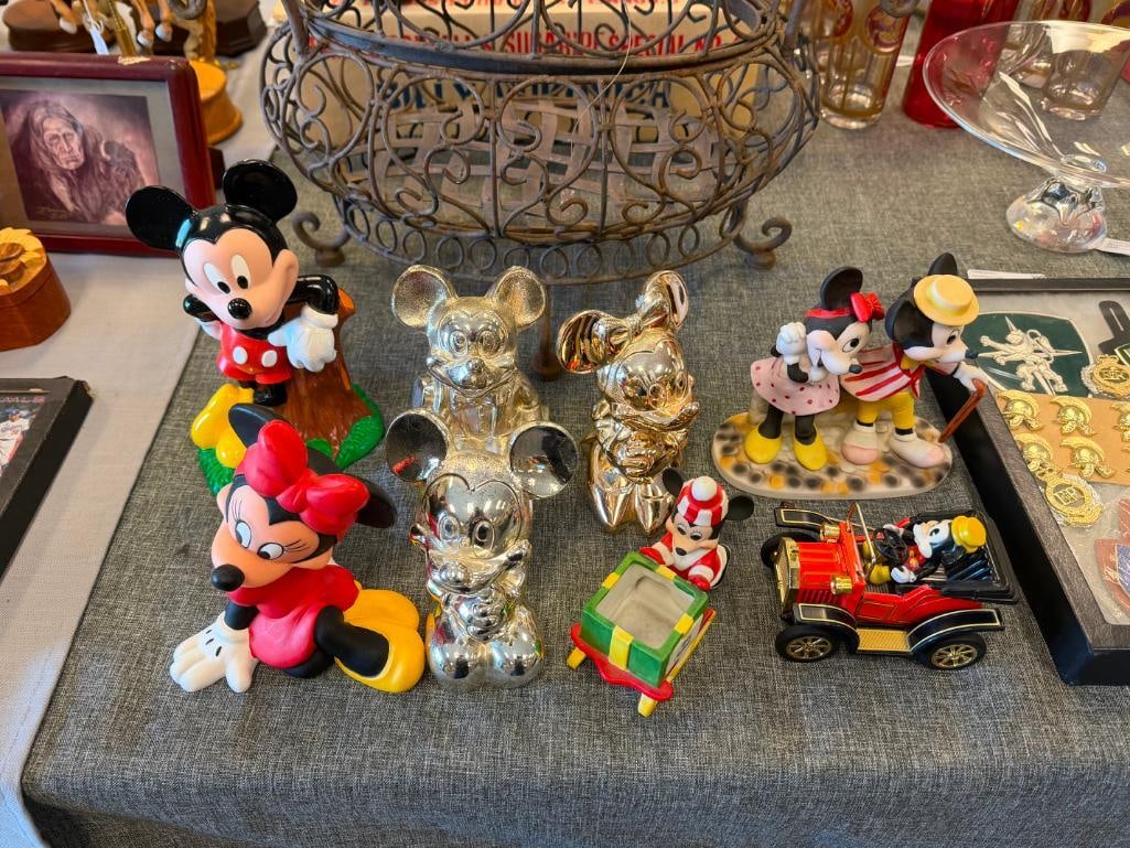 WALT DISNEY MICKEY AND MINNIE CHARACTER FIGURINES AND VINYL AND METAL COIN BANKS - 2
