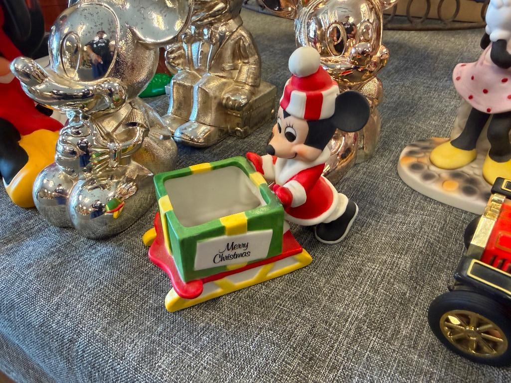 WALT DISNEY MICKEY AND MINNIE CHARACTER FIGURINES AND VINYL AND METAL COIN BANKS - 6