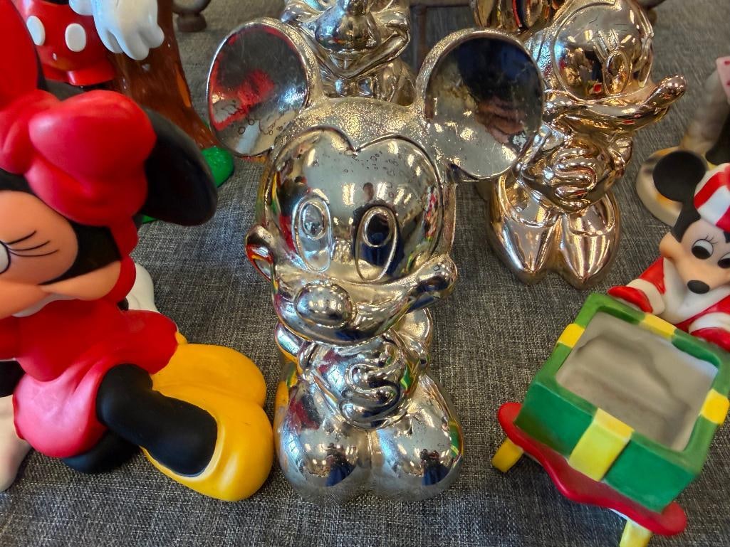 WALT DISNEY MICKEY AND MINNIE CHARACTER FIGURINES AND VINYL AND METAL COIN BANKS - 7