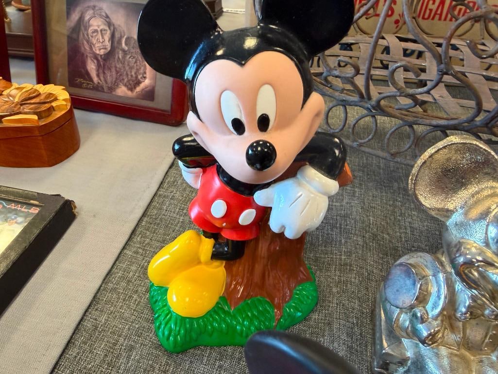 WALT DISNEY MICKEY AND MINNIE CHARACTER FIGURINES AND VINYL AND METAL COIN BANKS - 9