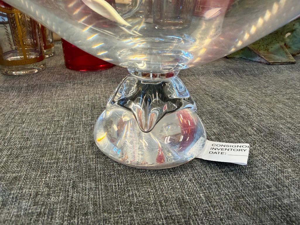 VINTAGE STEUBEN CRYSTAL FOOTED COMPOTE - 4