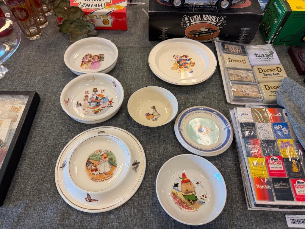 VINTAGE BABY BOWLS AND PLATES RIDGWAY, WEDGWOOD, RAGGEDY ANNE AND ANDY, HUMPTY DUMPTY, LENOX, ETC. - 2