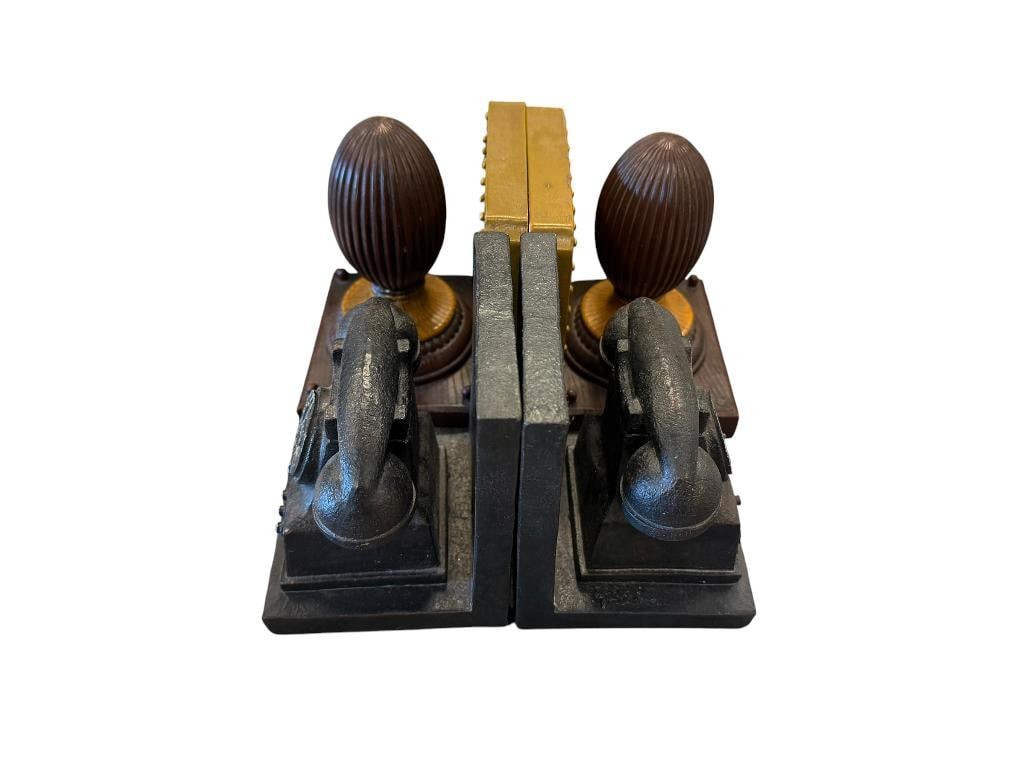 RESIN ROTARY TELEPHONE BOOKENDS AND PAIR OF RESIN DECORATIVE BOOKENDS (1 of 10)