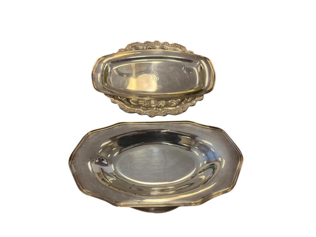 SHEFFIELD, INTERNATIONAL SILVER PLATE TRAYS: FOUR TRAYS TOTAL 11" UP TO 14" L